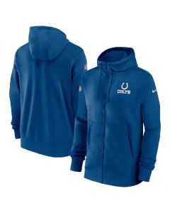 Men's Indianapolis Colts Blue Sideline Club Performance Full-Zip Hoodie