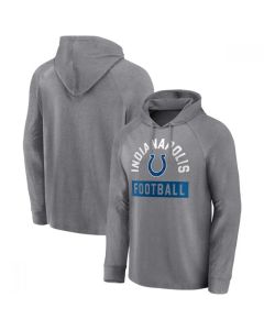 Men's Indianapolis Colts Heathered Gray No Time Off Raglan Pullover Hoodie