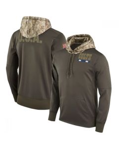 Men's Indianapolis Colts Olive Salute to Service Sideline Therma Pullover Hoodie