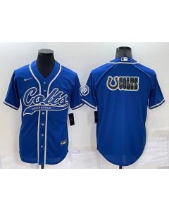 Men's Indianapolis Colts Royal Team Big Logo With Patch Cool Base Stitched Baseball Jersey