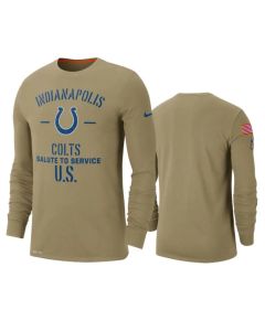 Men's Indianapolis Colts Tan 2019 Salute to Service Sideline Performance Long Sleeve Shirt