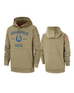 Men's Indianapolis Colts Tan 2019 Salute to Service Sideline Therma Pullover Hoodie