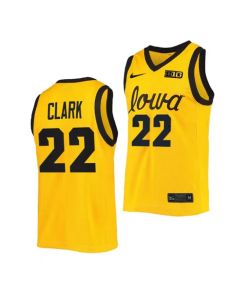 Men's Iowa Hawkeyes #22 Caitlin Clark Yellow College Stitched Basketball Jersey