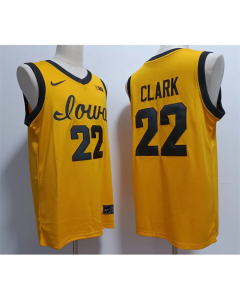 Men's Iowa Hawkeyes #22 Caitlin Clark Yellow Stitched Jersey
