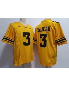 Men's Iowa Hawkeyes #3 Cooper DeJean Yellow Stitched Jersey