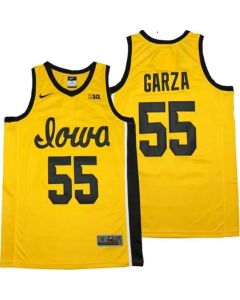 Men's Iowa Hawkeyes #55 Luka Garza Yellow Basketball Stitched Jersey