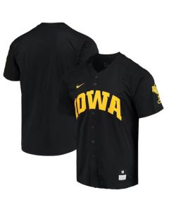 Men's Iowa Hawkeyes Black Elite Full-Button Vapor Stitched Baseball Jersey