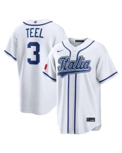 Men's Italy Baseball #3 Kyle Teel Nike White 2026 World Baseball Classic Home Stadium Jersey