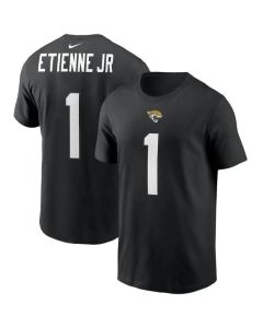 Men's Jacksonville Jaguars #1 Travis Etienne JR 2021 Black NFL Draft First Round Pick Player Name & Number T-Shirt