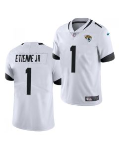 Men's Jacksonville Jaguars #1 Travis Etienne JR 2021 White Vapor Untouchable Limited Stitched Jersey