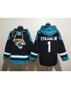 Men's Jacksonville Jaguars #1 Travis Etienne Jr. Black Ageless Must-Have Lace-Up Pullover Hoodie