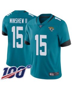 Men's Jacksonville Jaguars #15 Gardner Minshew II Teal 2019 100th Season Vapor Untouchable Limited Stitched NFL Jersey