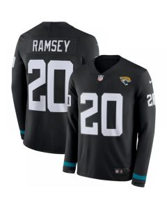 Men's Jacksonville Jaguars #20 Jalen Ramsey Black Therma Long Sleeve Stitched NFL Jersey