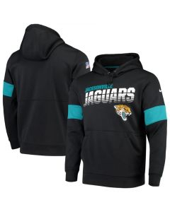 Men's Jacksonville Jaguars 2019 Black 100th Season Sideline Team Logo Performance Pullover Hoodie