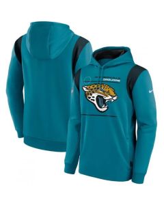 Men's Jacksonville Jaguars 2021 Teal Sideline Logo Performance Pullover Hoodie