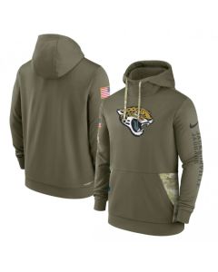Men's Jacksonville Jaguars 2022 Olive Salute to Service Therma Performance Pullover Hoodie