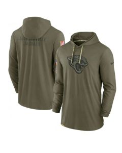 Men's Jacksonville Jaguars 2022 Olive Salute to Service Tonal Pullover Hoodie