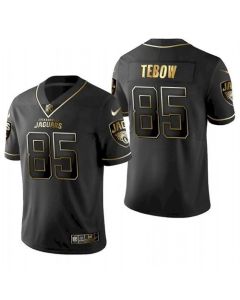 Men's Jacksonville Jaguars #85 Tim Tebow 2021 Black Golden Edition Stitched Jersey