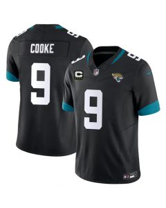 Men's Jacksonville Jaguars #9 Logan Cooke Black 2026 4-Star C Patch Vapor F.U.S.E. Limited Jersey