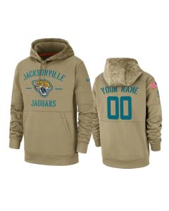 Men's Jacksonville Jaguars Customized Tan 2019 Salute To Service Sideline Therma Pullover Hoodie
