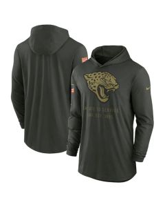 Men's Jacksonville Jaguars Forest Green 2025 Salute to Service Sideline Dri-FIT Lightweight Pullover Hoodie