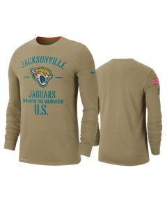 Men's Jacksonville Jaguars Tan 2019 Salute to Service Sideline Performance Long Sleeve Shirt