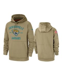 Men's Jacksonville Jaguars Tan 2019 Salute to Service Sideline Therma Pullover Hoodie