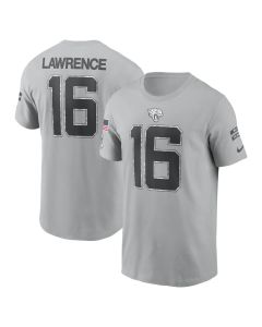 Men's Jacksonville Jaguars Trevor Lawrence Gray 2024 Salute To Service Name & Number T-Shirt (Gray)