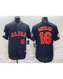 Men's Japan Baseball #16 Shohei Ohtani 2023 Black World Baseball Classic Stitched Jersey (Black)
