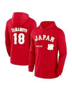 Men's Japan Baseball #18 Yoshinobu Yamamoto Red 2026 World Baseball Classic Club Hoodie