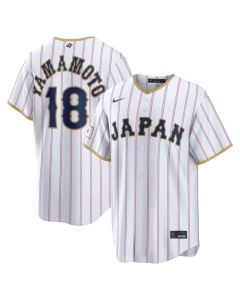 Men's Japan Baseball #18 Yoshinobu Yamamoto White 2026 World Baseball Classic Home Stadium Jersey (White)