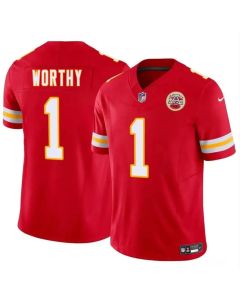 Men's Kansas City Chiefs #1 Xavier Worthy Red 2024 Draft F.U.S.E. Vapor Untouchable Limited Stitched Football Jersey