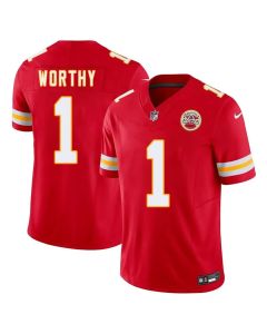 Men's Kansas City Chiefs #1 Xavier Worthy Red 2024 NFL Draft First Round Pick Player F.U.S.E. Vapor Untouchable Limited Stitched Football Jersey