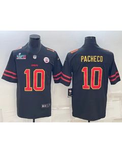 Men's Kansas City Chiefs #10 Isiah Pacheco Black Red Gold Super Bowl LVII Patch Vapor Untouchable Limited Stitched Jersey