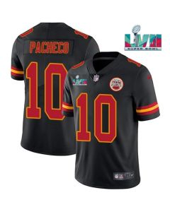 Men's Kansas City Chiefs #10 Isiah Pacheco Black Super Bowl LVII Patch Vapor Untouchable Limited Stitched Jersey