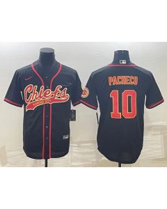 Men's Kansas City Chiefs #10 Isiah Pacheco Black With Patch Cool Base Stitched Baseball Jersey