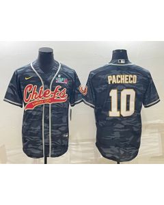 Men's Kansas City Chiefs #10 Isiah Pacheco Grey Camo With Super Bowl LVII Patch Cool Base Stitched Baseball Jersey