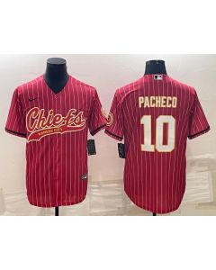 Men's Kansas City Chiefs #10 Isiah Pacheco Red With Patch Cool Base Stitched Baseball Jersey (Red)