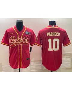 Men's Kansas City Chiefs #10 Isiah Pacheco Red With Super Bowl LVII Patch Cool Base Stitched Baseball Jersey (Red)