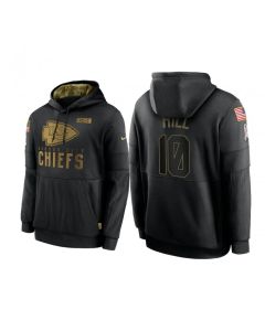 Men's Kansas City Chiefs #10 Tyreek Hill 2020 Black Salute to Service Sideline Performance Pullover Hoodie