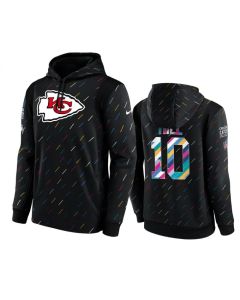 Men's Kansas City Chiefs #10 Tyreek Hill 2021 Charcoal Crucial Catch Therma Pullover Hoodie
