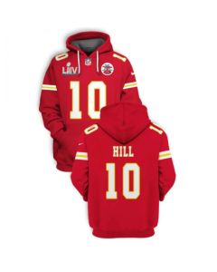 Men's Kansas City Chiefs #10 Tyreek Hill Red 2021 Super Bowl LIV Pullover Hoodie