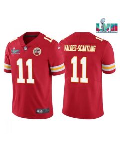 Men's Kansas City Chiefs #11 Marquez Valdes-Scantling Red Super Bowl LVII Patch Vapor Untouchable Limited Stitched Jersey