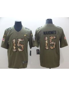 Men's Kansas City Chiefs #15 Patrick Mahomes 2017 Olive Salute to Service Limited Stitched NFL Jersey