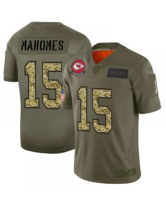Men's Kansas City Chiefs #15 Patrick Mahomes 2019 Olive/Camo Salute To Service Limited Stitched NFL Jersey