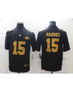 Men's Kansas City Chiefs #15 Patrick Mahomes 2020 Black Leopard Print Fashion Limited Stitched Jersey