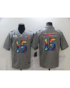 Men's Kansas City Chiefs #15 Patrick Mahomes 2020 Grey Crucial Catch Limited Stitched Jersey