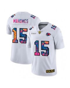 Men's Kansas City Chiefs #15 Patrick Mahomes 2020 White Crucial Catch Limited Stitched Jersey