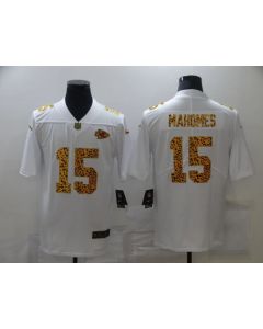 Men's Kansas City Chiefs #15 Patrick Mahomes 2020 White Leopard Print Fashion Limited Stitched Jersey