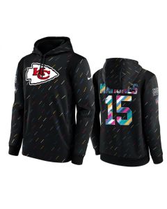 Men's Kansas City Chiefs #15 Patrick Mahomes 2021 Charcoal Crucial Catch Therma Pullover Hoodie